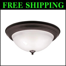 Load image into Gallery viewer, Old Bronze 3-Light Flush Mount Ceiling Fixture - Dimmable with Satin Glass Shade