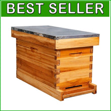 Load image into Gallery viewer, Stylish Cedar Beehive Kit: 5-Frame Nuc with Metal Roof &amp; Food-Grade Plastic Base