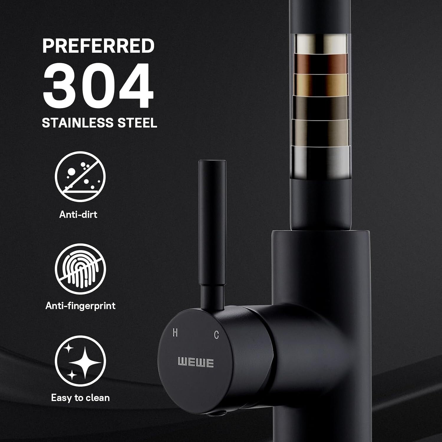 Single Handle Kitchen Faucet with Retractable Sprayer & Easy Installation