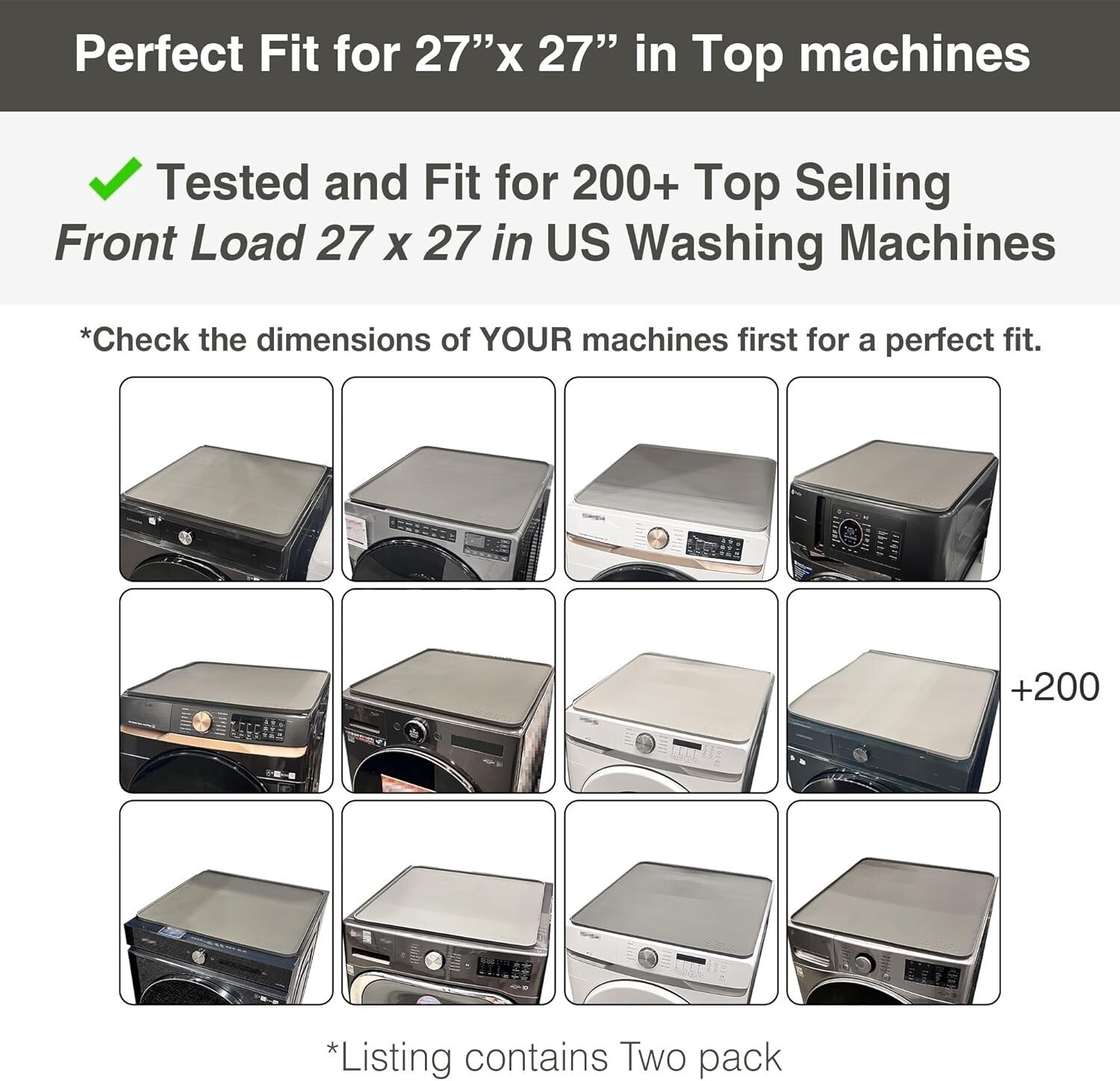 Durable Non-Slip Silicone Washer & Dryer Covers - 26" x 26" Waterproof Design