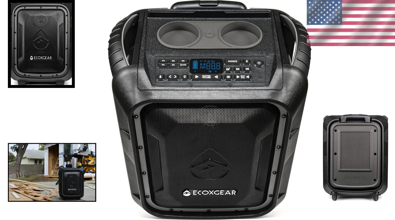 100W EcoBoulder+ Waterproof Bluetooth Speaker with PA System - Portable & Rugged