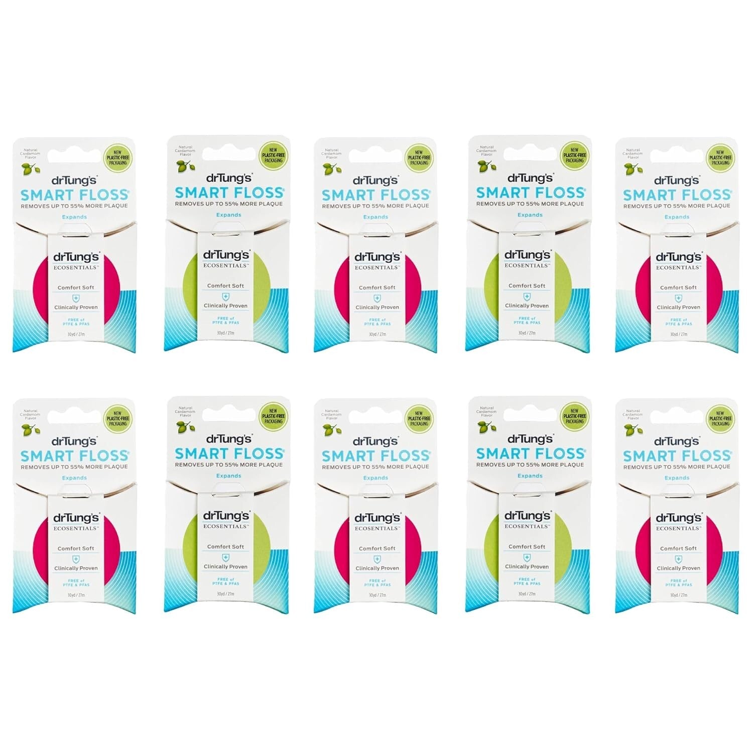 Eco-Friendly Waxed Floss - Cardamom Flavor, 10 Pack for Healthier Smiles