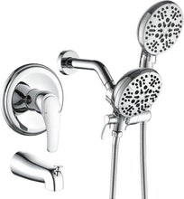 Load image into Gallery viewer, Dual Shower Faucet Set with Tub Spout - Chrome Shower Combo for Luxurious Baths