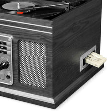 Load image into Gallery viewer, Nostalgic 3-Speed Turntable with Bluetooth, CD Player &amp; Built-in Speakers - Grey