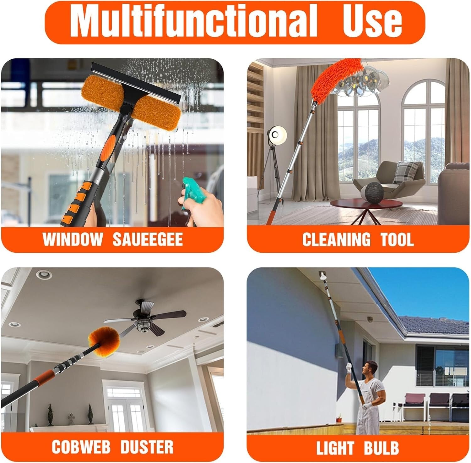 26FT Telescoping Extension Pole - Lightweight Aluminum for Versatile Tasks