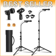 Load image into Gallery viewer, Height Adjustable Microphone Boom Stand Set - Perfect for Singing &amp; Lectures