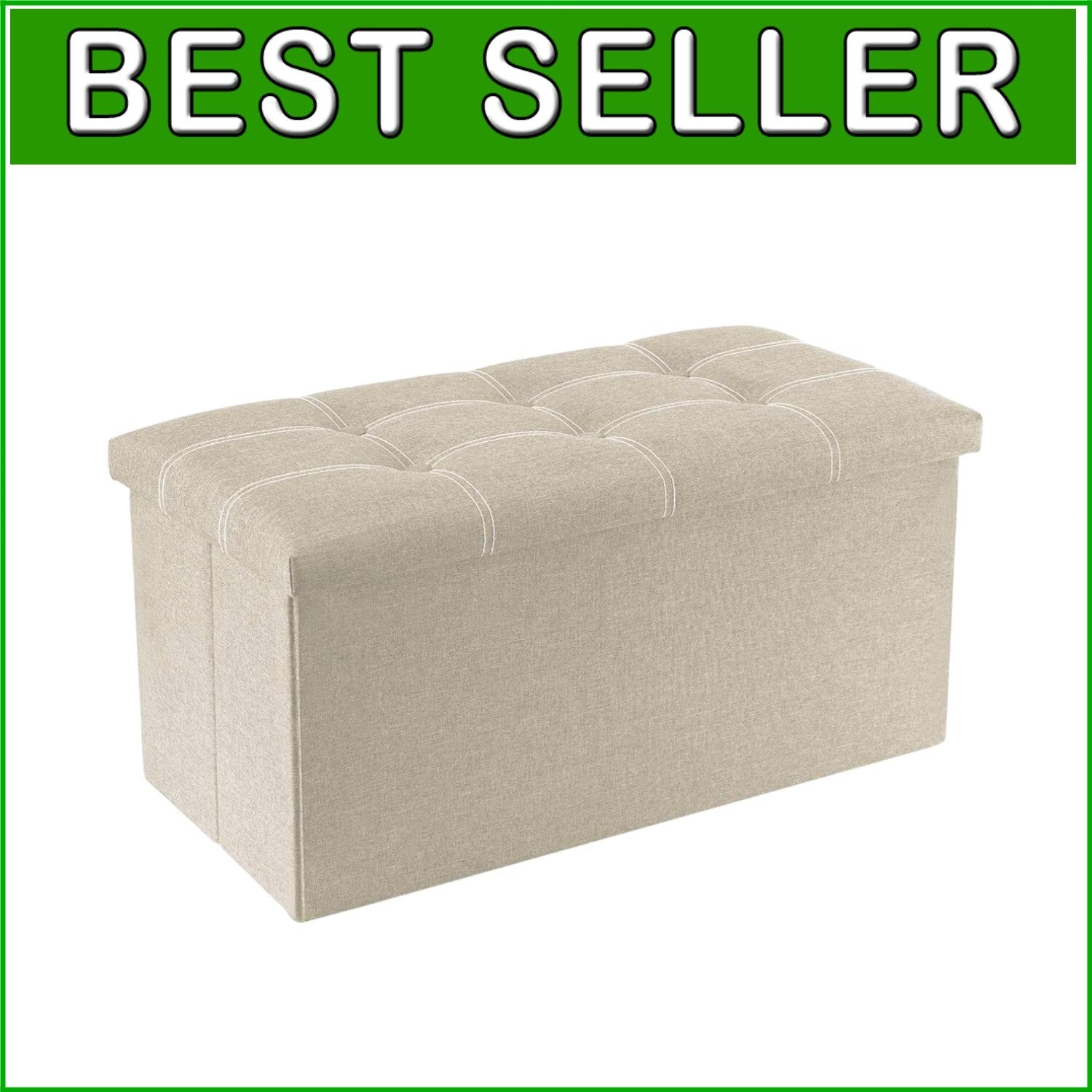 Elegant 30-Inch Linen Ottoman with Storage - Ideal for Living Room or Bedroom