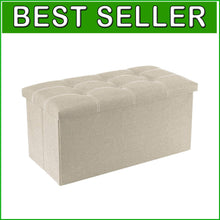 Load image into Gallery viewer, Elegant 30-Inch Linen Ottoman with Storage - Ideal for Living Room or Bedroom