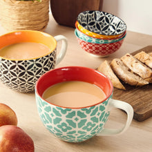 Load image into Gallery viewer, Oversized 24 oz Ceramic Coffee Mugs - Gift-Ready Set of 4 in Bright Colors