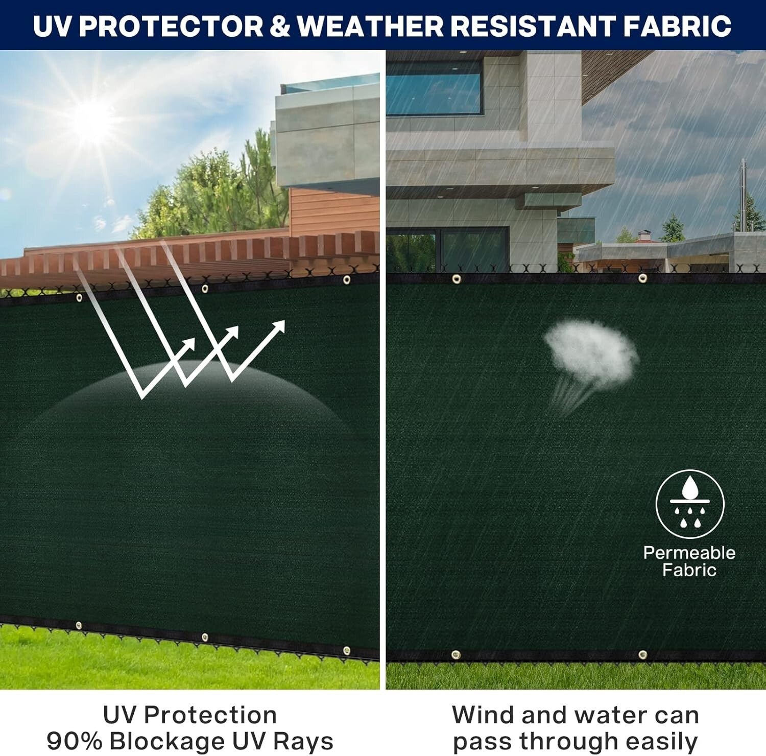 Commercial-Grade 5x50ft Green Fence Cover with Cable Ties - Heavy Duty