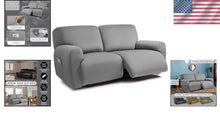 Load image into Gallery viewer, Extra Wide 75"-100" Reclining 2-Seater Jacquard Loveseat Slipcover - Light Grey
