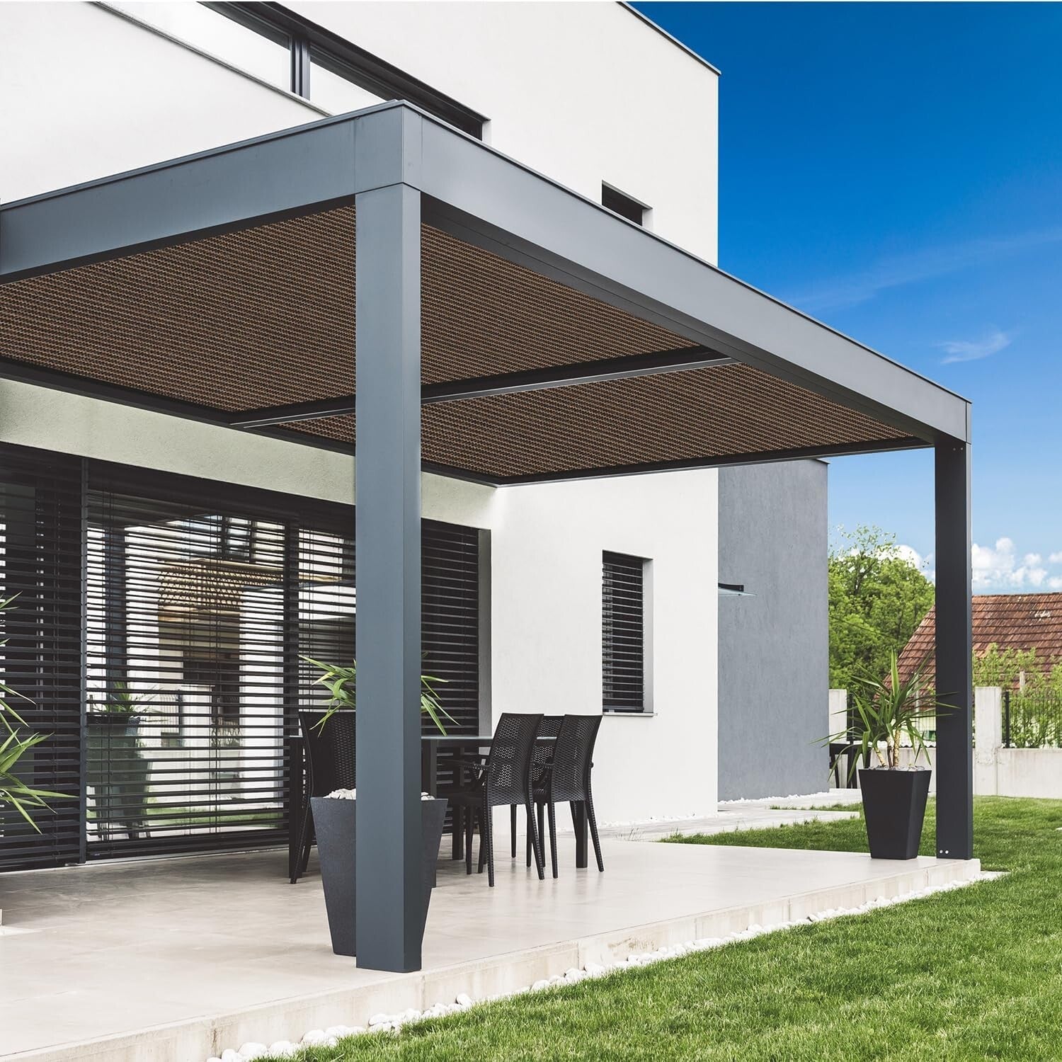 Reinforced Grommet Shade Cloth 10x20 FT - Mocha, Easy Setup & UV Shielding