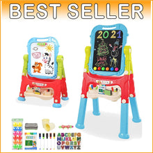 Load image into Gallery viewer, Adjustable Double-Sided Kids Art Easel with 360° Rotation and Accessories