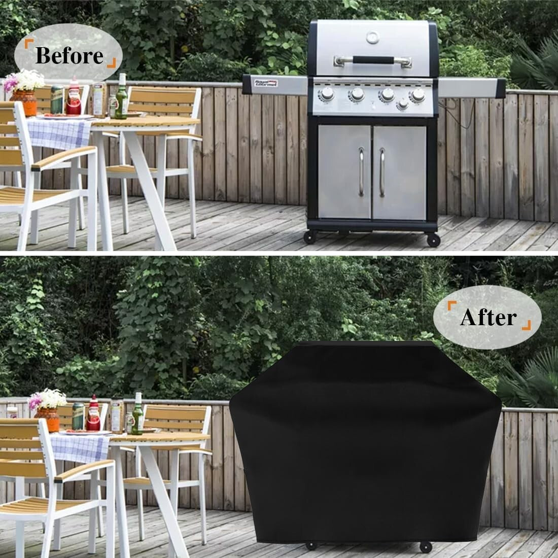 Ergonomic Heavy Duty BBQ Cover 65x30x46 - Secure Fit with Lifetime Warranty