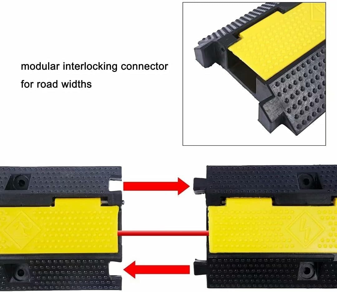 Modular Interlocking Cable Ramps - 22000Lbs Load Heavy-Duty Rubber System