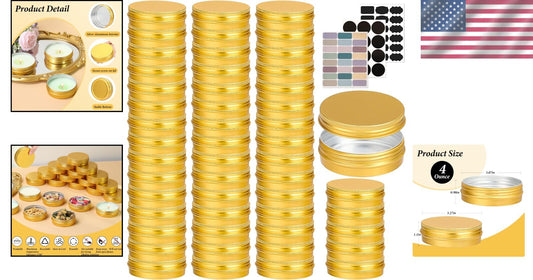 Durable Round 4 oz Aluminum Tins – Eco-Friendly Screw-Top Containers, 50 Pack