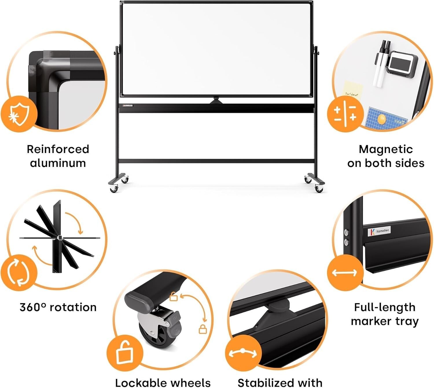 Versatile 70x36 Double-Sided Whiteboard on Wheels - Perfect for Home & Office