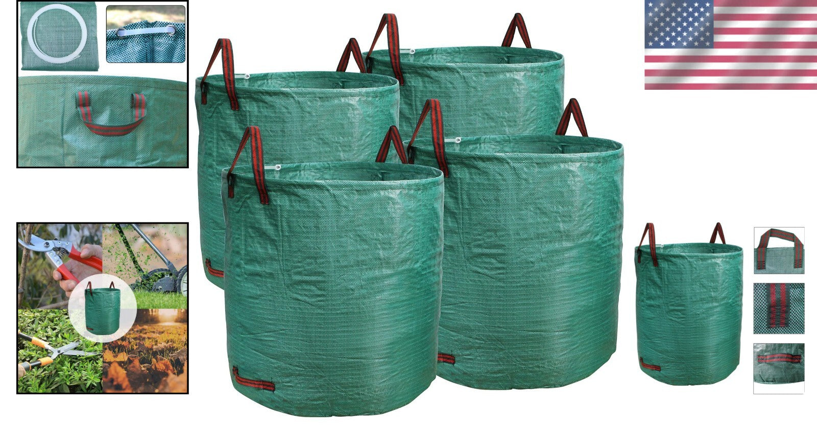 Extra Large 132 Gallon Garden Waste Bags - Durable, Collapsible & Easy to Handle
