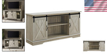 Load image into Gallery viewer, Charming 58-Inch Stone Grey TV Stand with Sliding Doors and 3 Adjustable Shelves