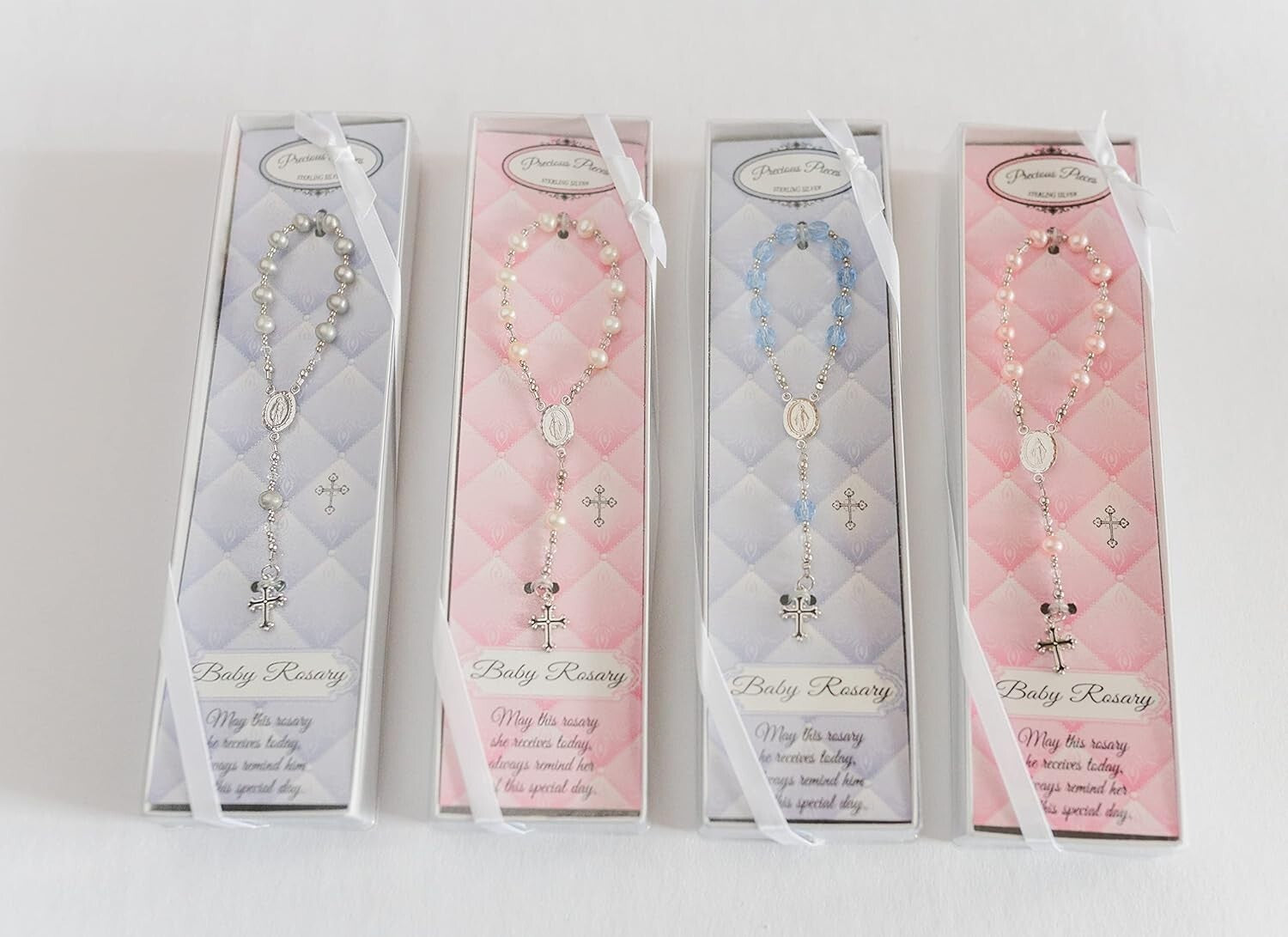 Special Occasion Sterling Silver Pink Baby Rosary - Elegant Christening Keepsake