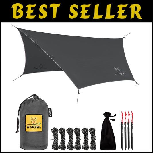 11x9 ft Waterproof Camping Tarp with Guy Lines & Carry Bag - Adventure Ready