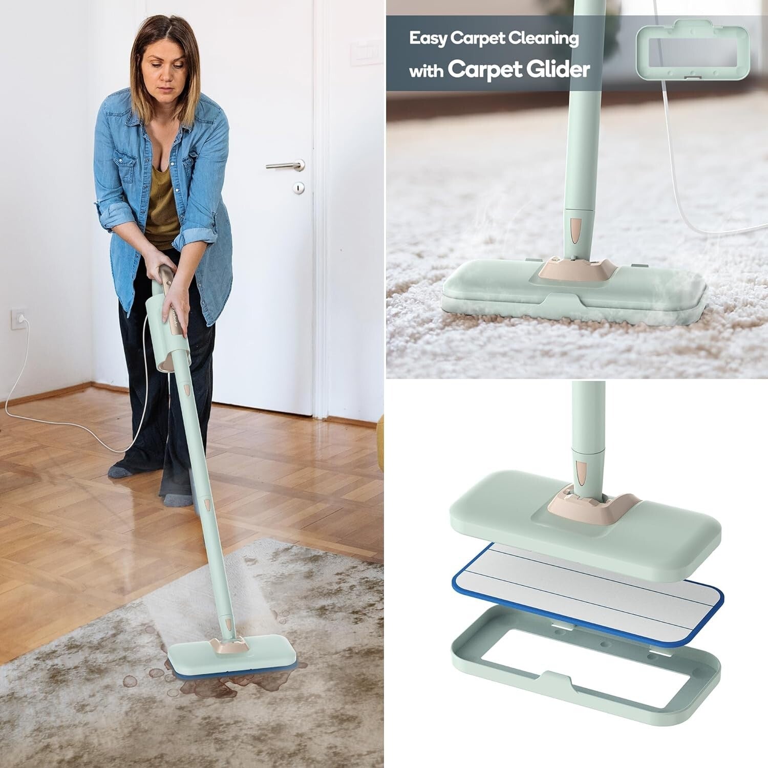 All-in-One 1200W Steam Mop & Handheld Cleaner with 7 Multi-Purpose Attachments