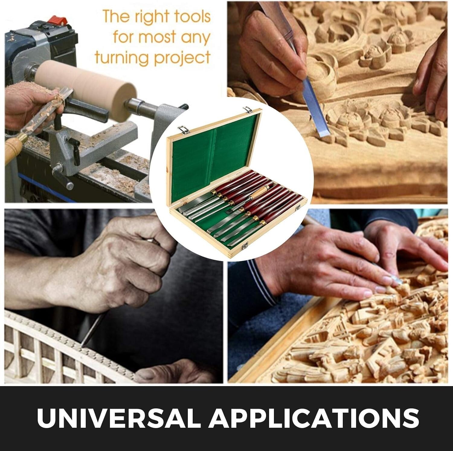 8-Piece HSS Steel Wood Lathe Chisel Set with Eucalyptus Handles in Wooden Case