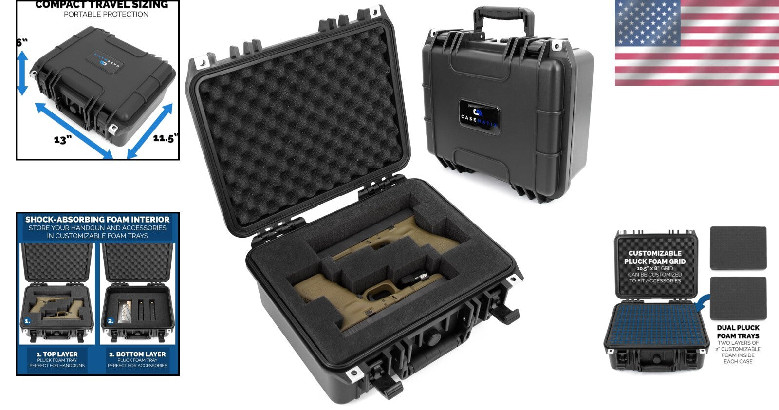 Durable Hard Shell Gun Case for Safe Transport of Two Handguns and Accessories