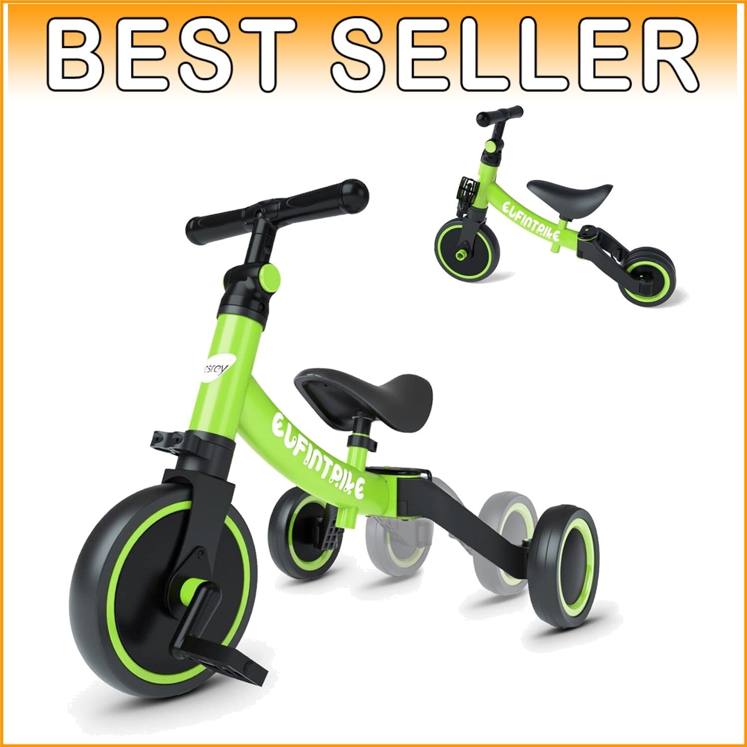 Durable Carbon Steel Toddler Bike: Balance Training Tricycle for Ages 10m-4yr