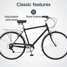 Load image into Gallery viewer, 7-Speed Unisex Hybrid Bike with Retro Steel Frame and Cargo Rack for Easy Riding