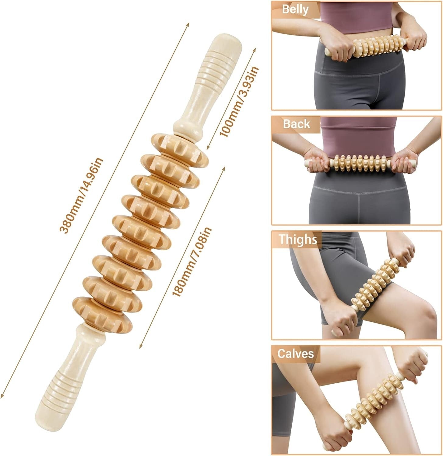 6-in-1 Wooden Massager Kit for Body Sculpting and Lymphatic Drainage Therapy