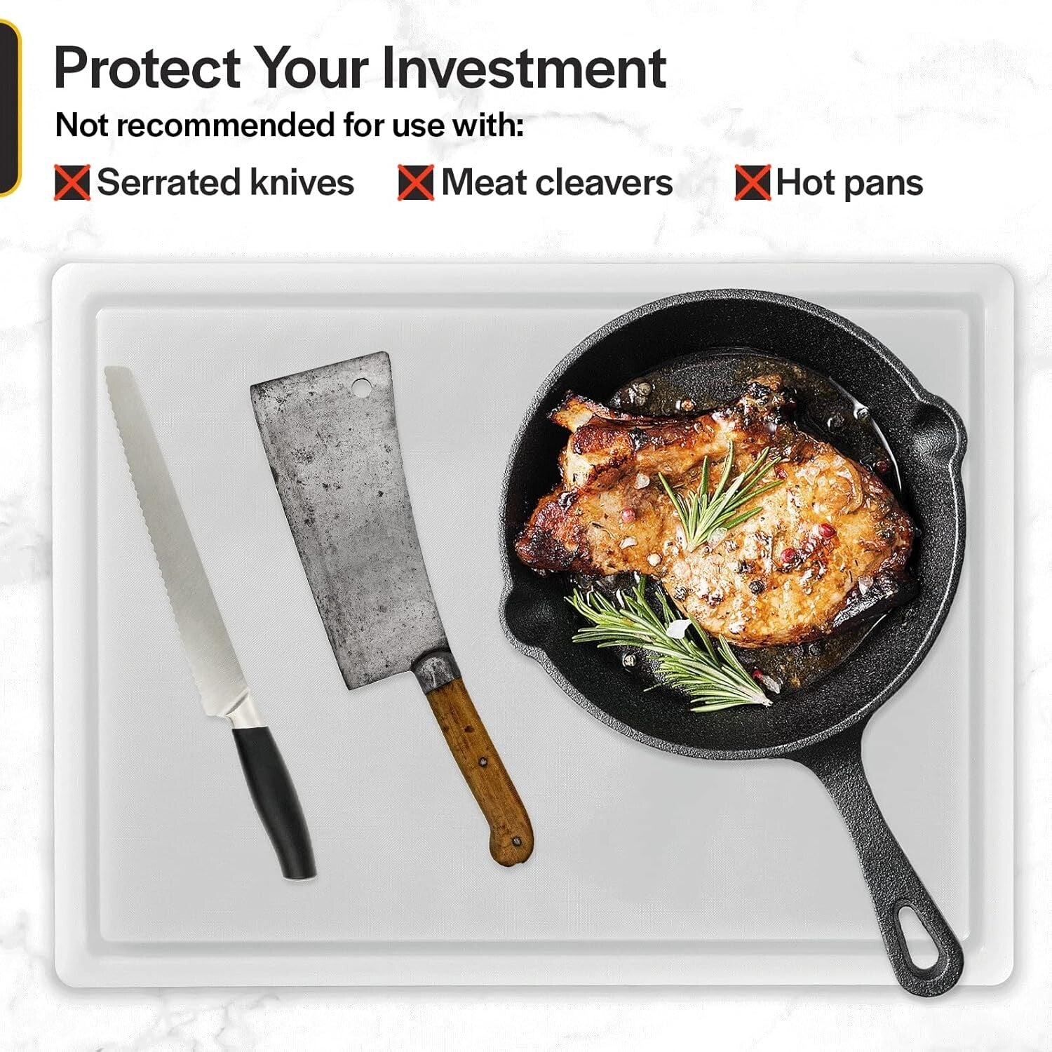 24x18 Inch Thick HDPE Cutting Board with Juice Groove - Ideal for BBQ & Grilling