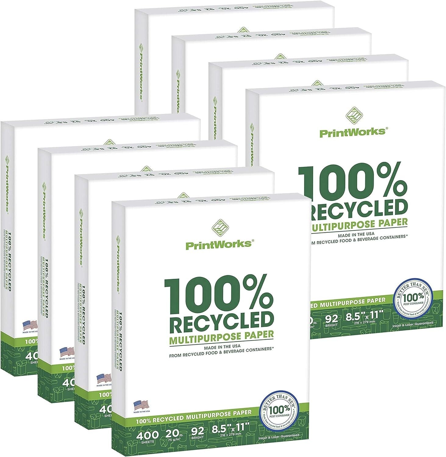 Quality 100% Recycled Multipurpose Paper - 8.5x11 Sheets, Ideal for All Printers