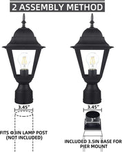 Load image into Gallery viewer, Weather-Resistant Garden Post Light with Pier Mount - Cast Aluminium Fixture