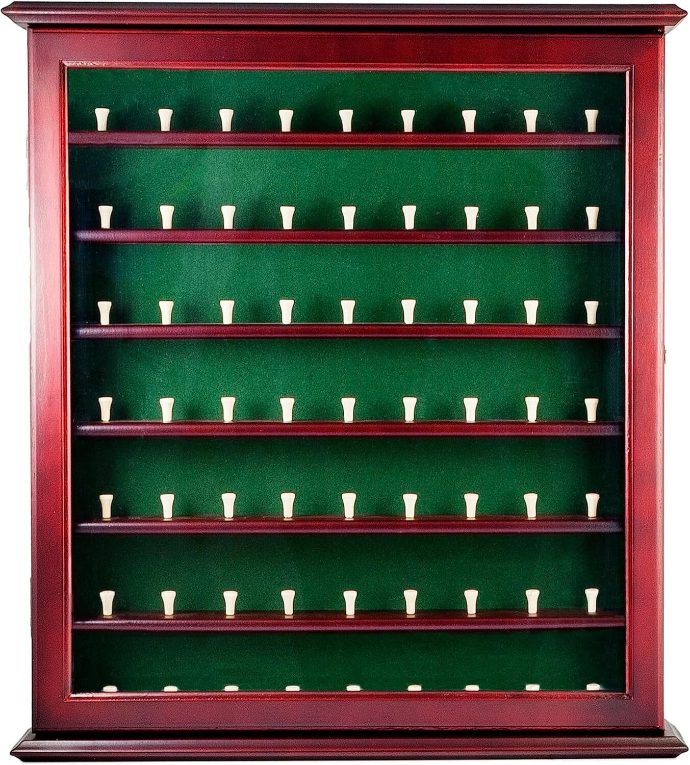 Elegant Mahogany Ball Cabinet with Acrylic Door - Wall Mount for 63 Golf Balls