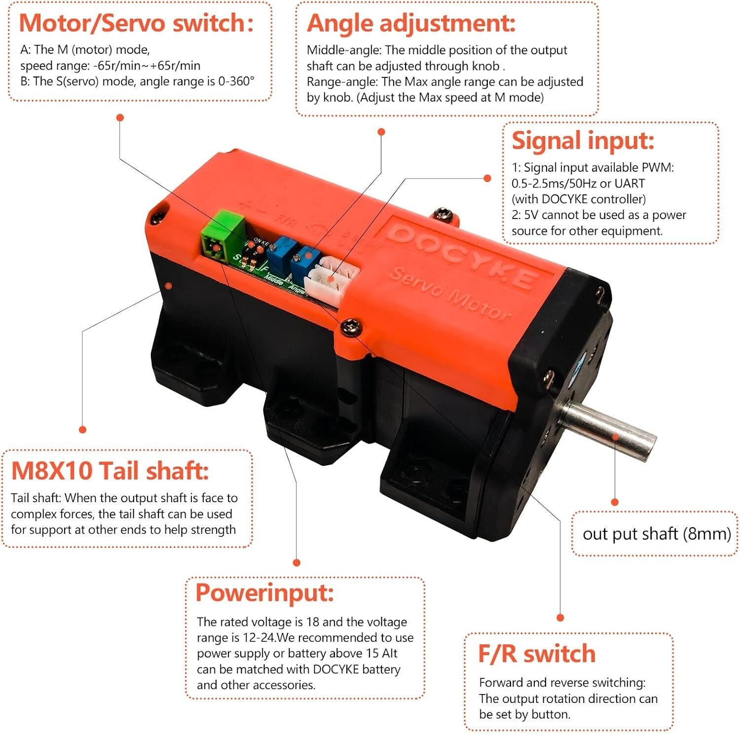 High Torque 350kg RC Servo - 2-in-1 Motor & Servo, 360° Precision Control