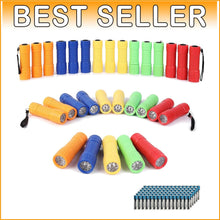 Load image into Gallery viewer, Bright &amp; Portable 30-Pack Flashlights - 5 Colors with Batteries for Fun &amp; Safety