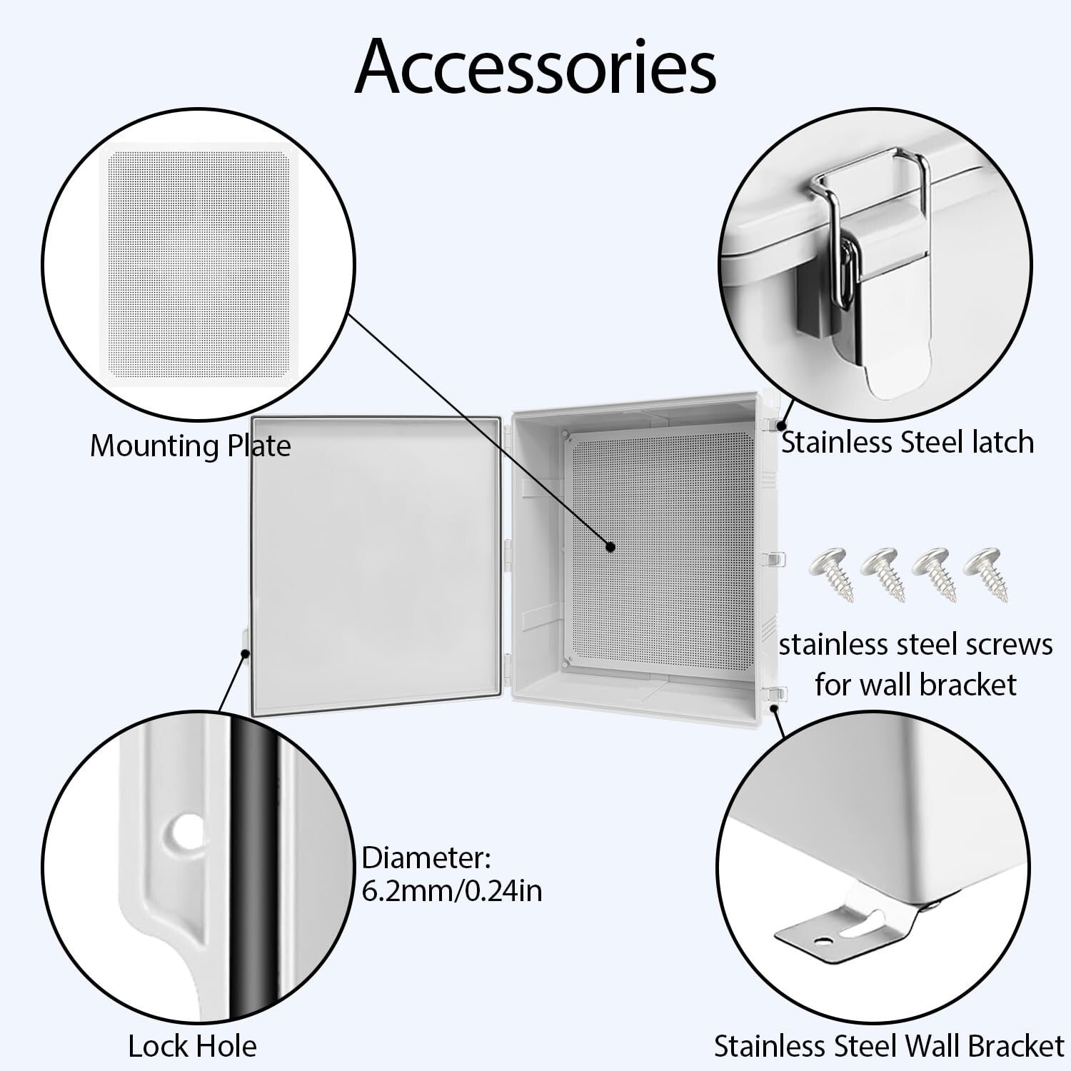 IP67 Waterproof Electrical Box - Hinged Cover with Stainless Steel Latch, 24....