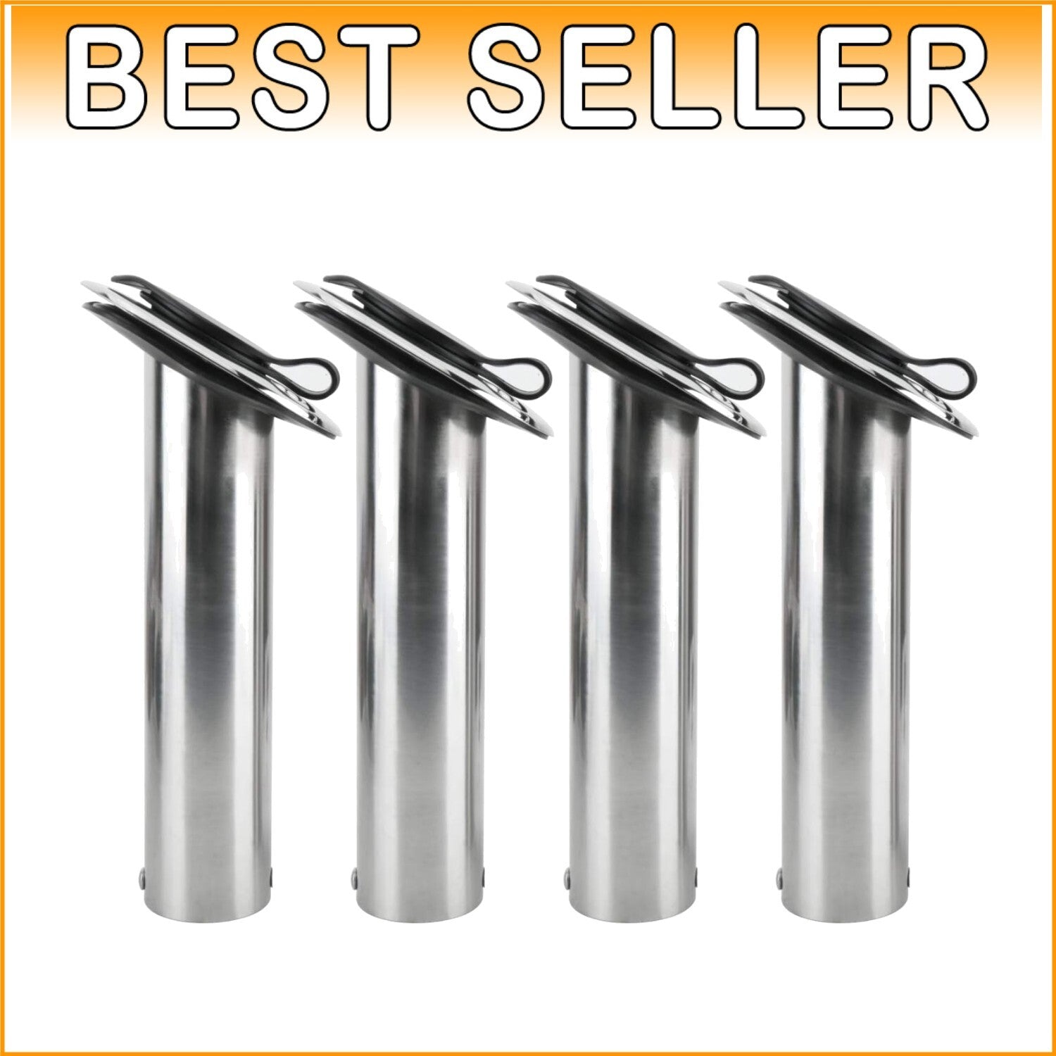 Multi-Angle Fishing Rod Holders - 4-Pack Stainless Steel with Gaskets & Liners