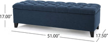 Load image into Gallery viewer, Luxurious Dark Blue Ottoman Bench - Functional Storage &amp; Extra Seating, 51" Wide