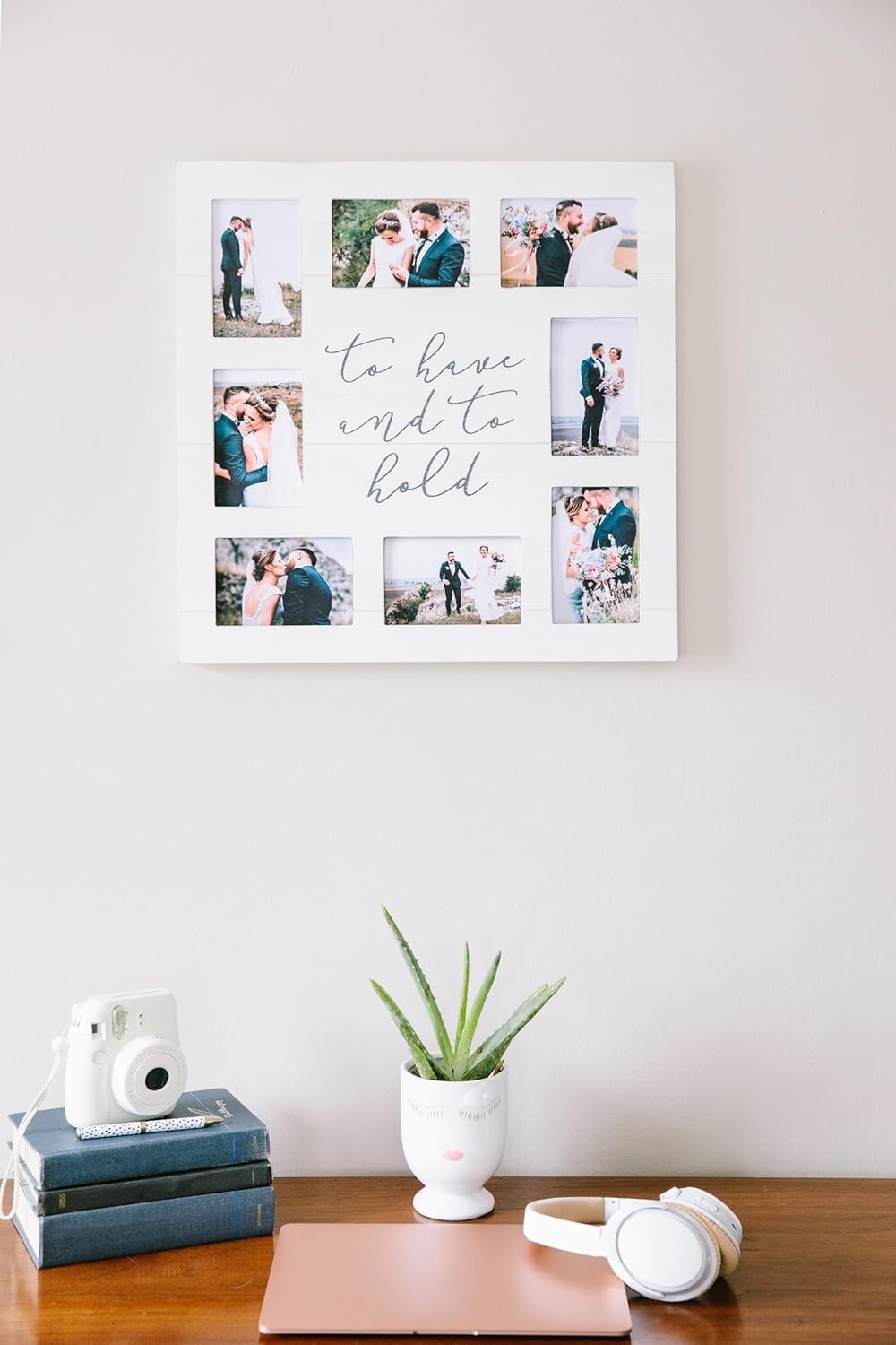 Elegant 20x20 Shiplap Collage Frame with 8 Photo Inserts - Wedding Keepsake