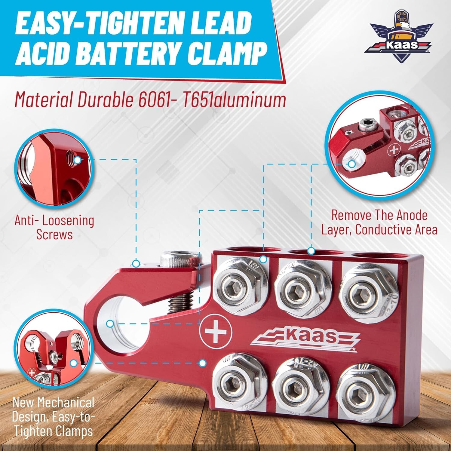 Durable Battery Terminal Clamps - Red & Blue Anode Top Post Set for All Vehicles