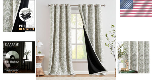 Elegant Sage Green Blackout Drapes 96" Long - Grommet Thermal Insulated Panels