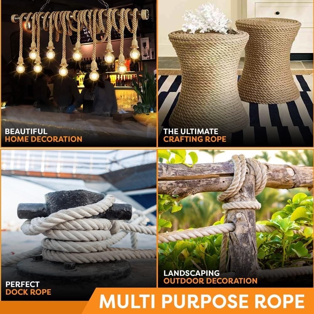 Multipurpose Twisted Sisal Rope 100 ft - Ideal for DIY, Crafts & Cats