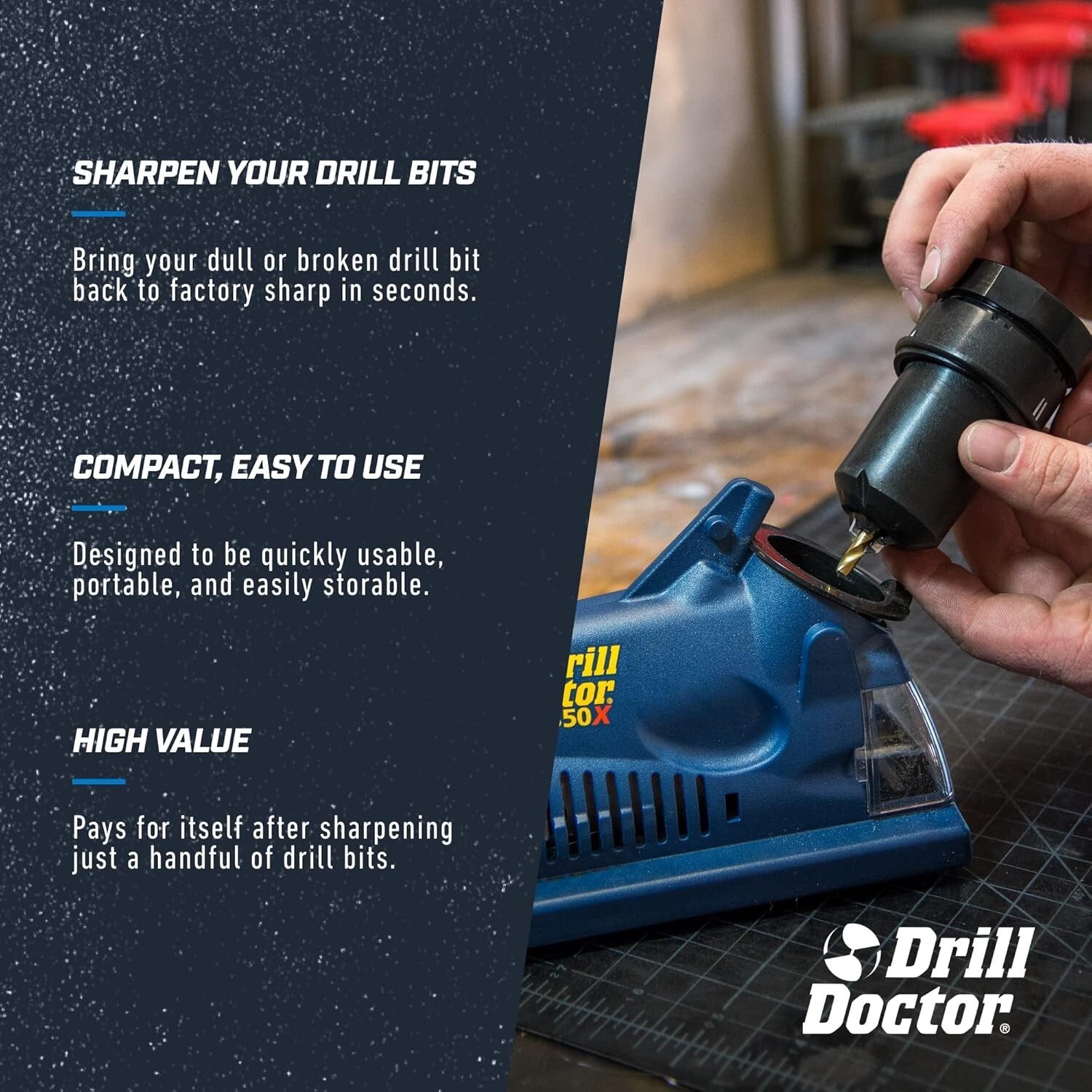 High-Speed Portable Drill Bit Sharpener for Precision Sharpening of Metal & Wood