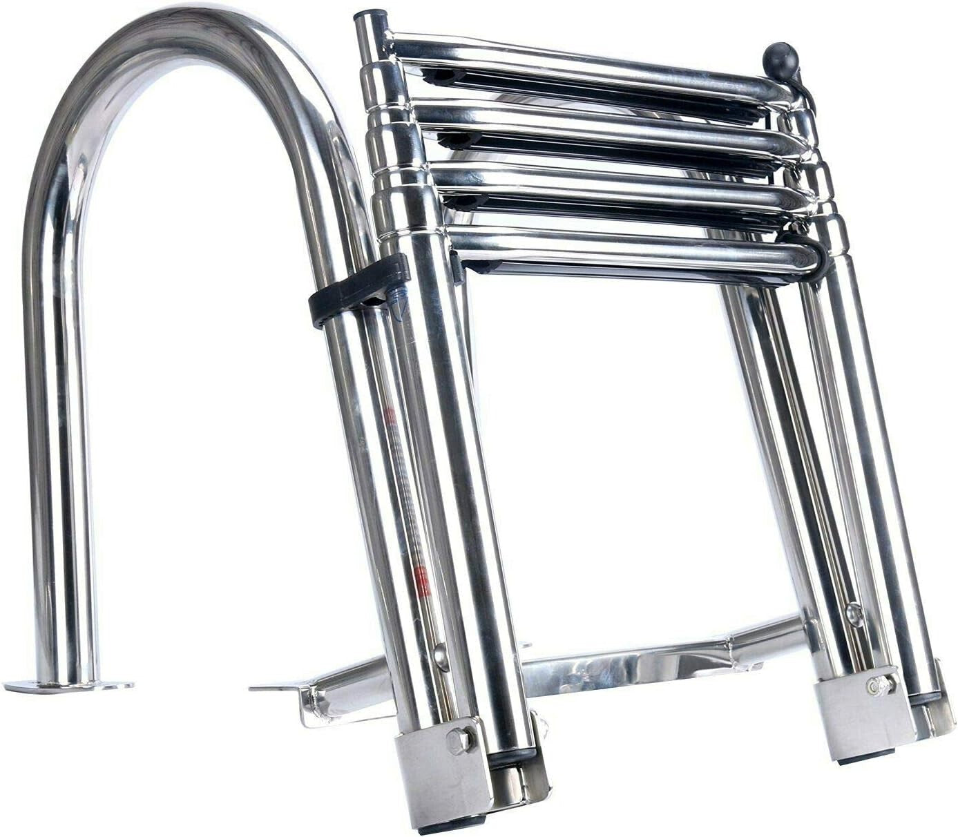 Telescopic 4-Step Rear Entry Boat Ladder with Anti-Slip Steps - 400 lbs Capacity