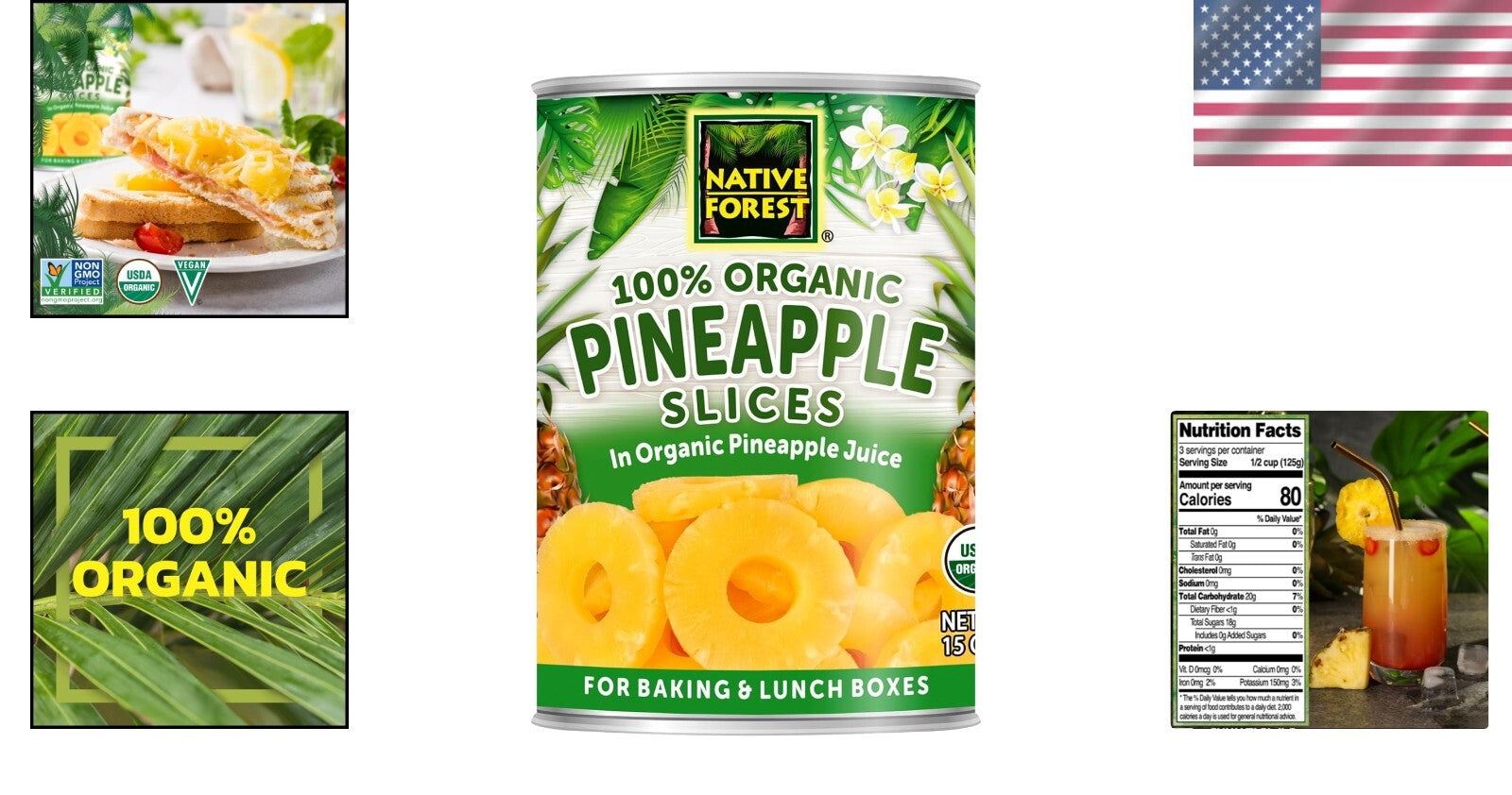 Delicious Organic Pineapple Slices - Sweet, Fresh & Sustainably Sourced, 15oz