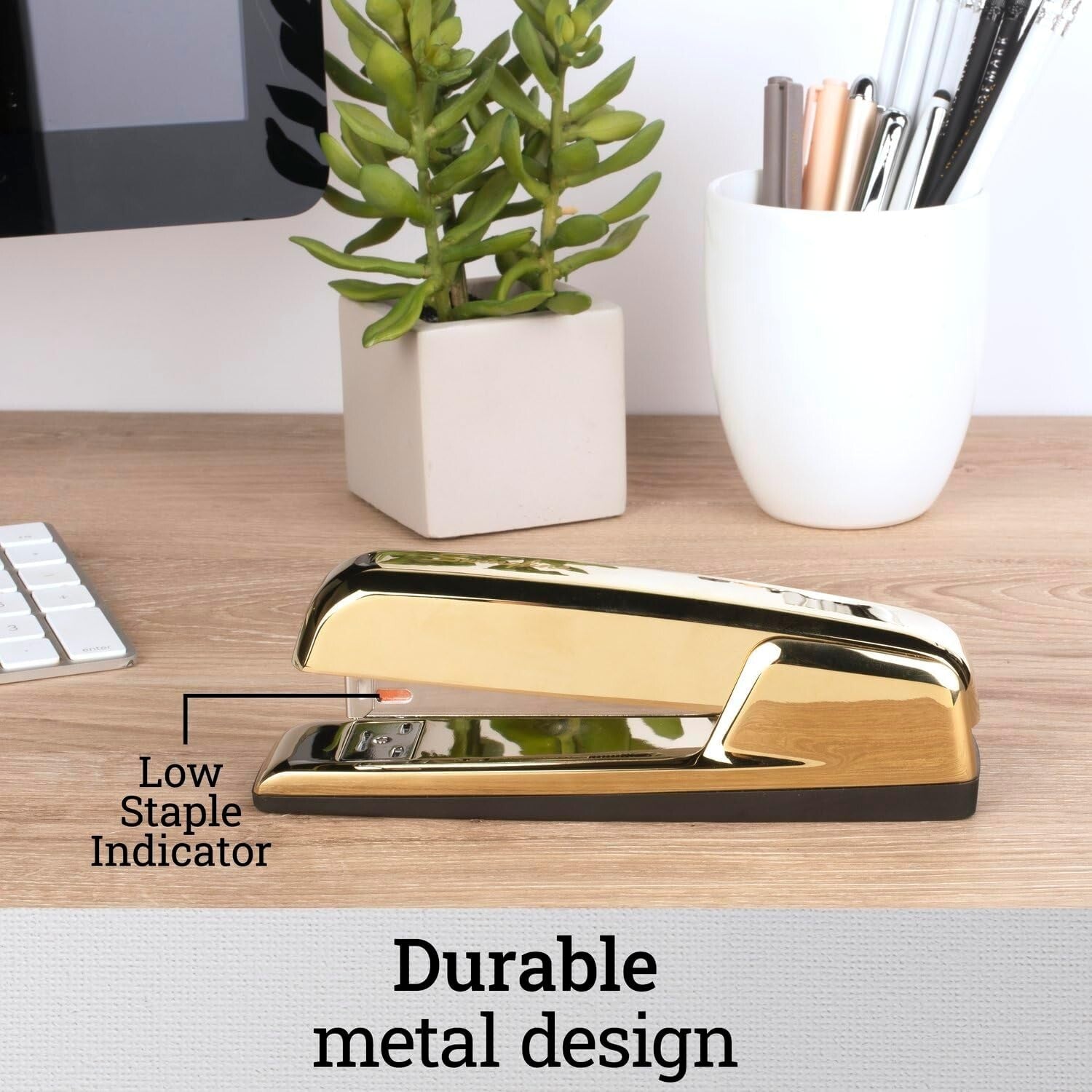 Elegant Gold Metallic Stapler - Heavy-Duty, 30 Sheet, Perfect for Office Use