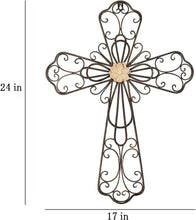 Load image into Gallery viewer, Elegant 24" H Metal Layered Cross Wall Decor - Perfect for Faith-Inspired Spaces