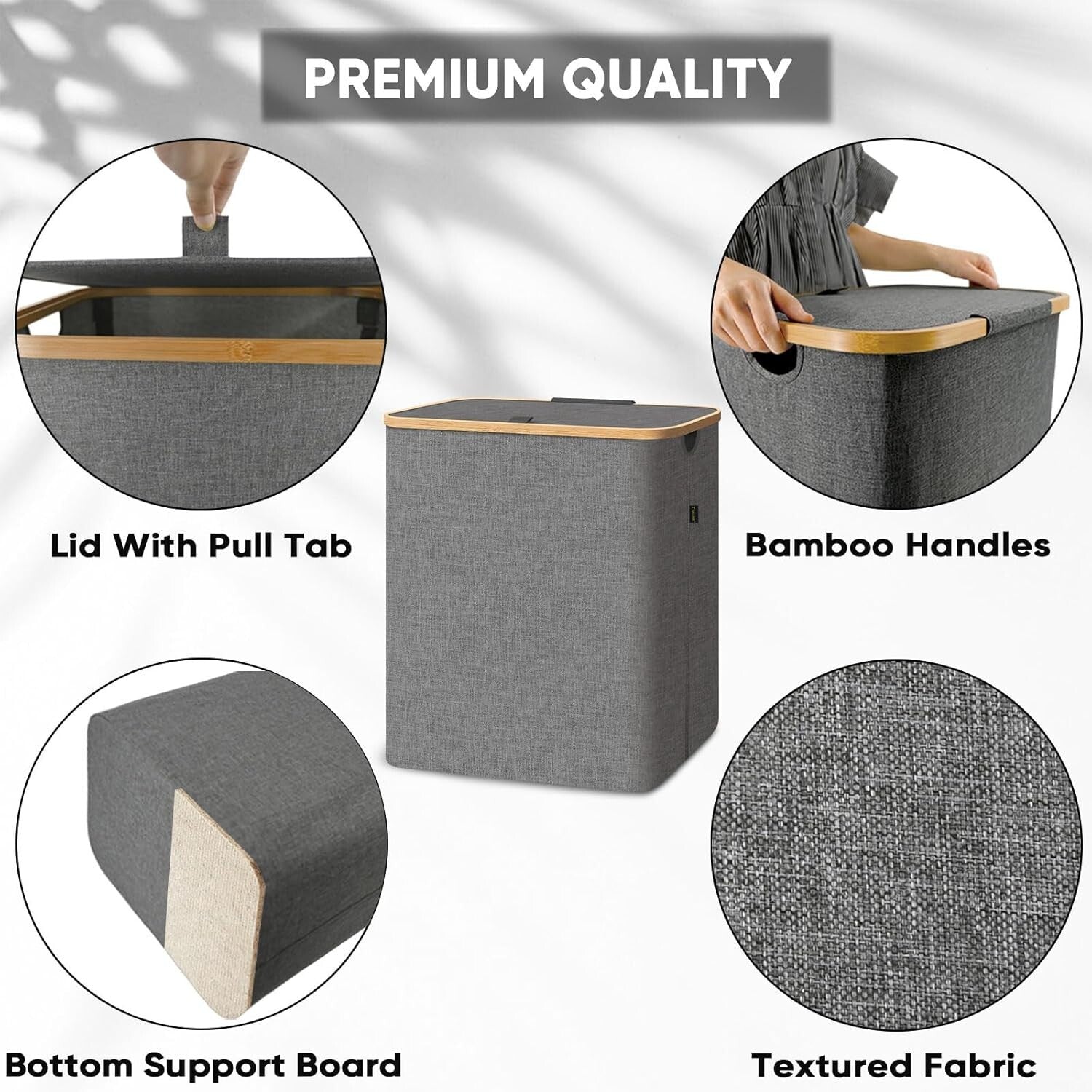 Elegant 36 Gal Bamboo Laundry Hamper with Lid - Portable and Durable Design